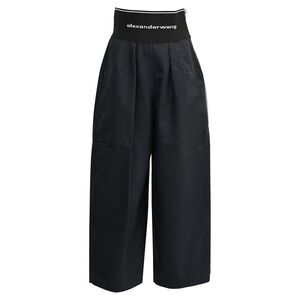 Alexander Wang High-Waisted Logo Carrot Pants in Black Cotton